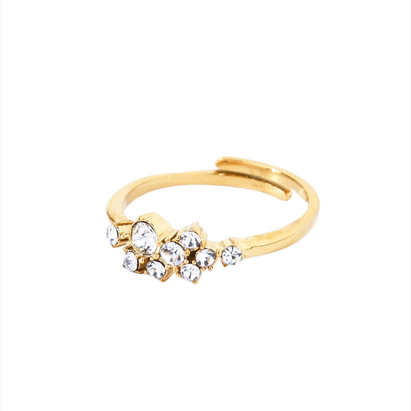 Irregular Cluster CZ Adjustable Open Ring 18K Gold Plated Waterproof Zircon Flower Cuff Rings