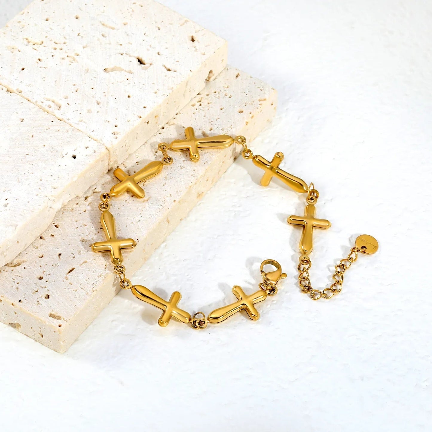 American Vintage 3D Cross Link Bracelet 304L Stainless Steel