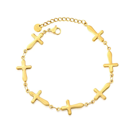 American Vintage 3D Cross Link Bracelet 304L Stainless Steel