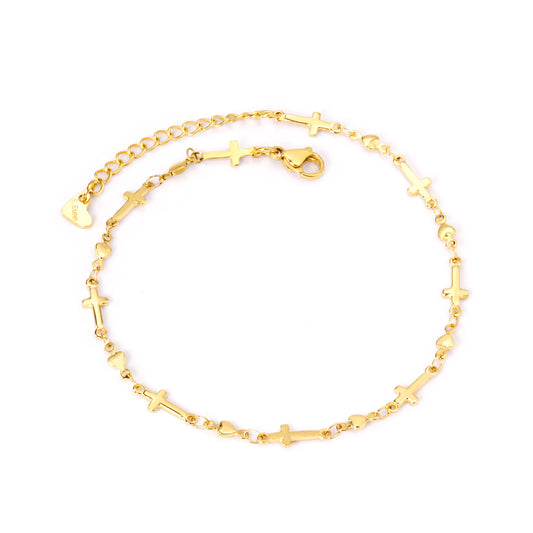 cross charm anklet simple