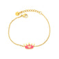 Princess Dream: Magenta Enamel Crown & Pink Heart Charm Bracelet