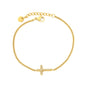 304L Stainless Steel Pave CZ Cross Thin Curb Chain Bracelet