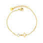 Wholesale Mother of Pearl Starburst & CZ Dual Charm Bracelet Bulk
