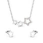 cz star cluster jewelry set-steel