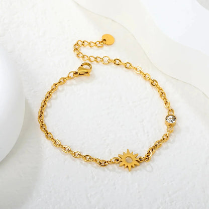 Wholesale 304L Stainless Steel Starburst Pendant Bracelet Gold