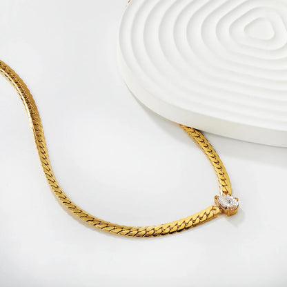 Wholesale Waterproof PVD Gold Pear-Cut Zircon Sculpted Cuban Necklace