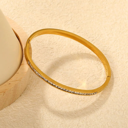 Elegant 304L Stainless Steel Gold Bangle | Princess Cut Gift