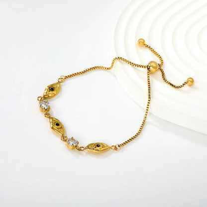 Wholesale 304L Stainless Steel Evil Eye Adjustable Bracelet