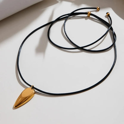 Retro Minimalist Tear-Drop Pendant on Genuine Leather Cord Waterproof