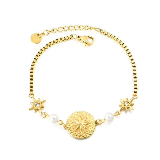 French Style 304L Stainless Steel Starburst Pearl Bracelet Bulk