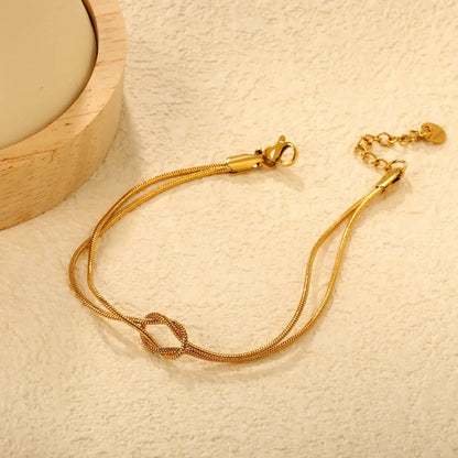 304L Stainless Steel Knot Bracelet | Gold Double Snake Chain