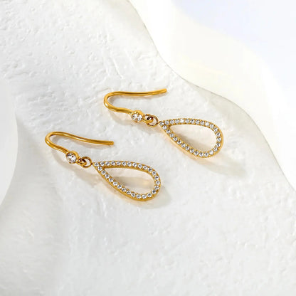 Tarnish-Free Stainless Steel Waterdrop Earrings | Classic Gold Jewelry