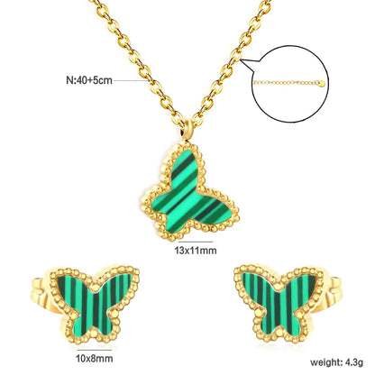 Wholesale 304L Stainless Steel Butterfly Necklace & Earrings Set