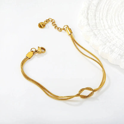 304L Stainless Steel Knot Bracelet | Gold Double Snake Chain
