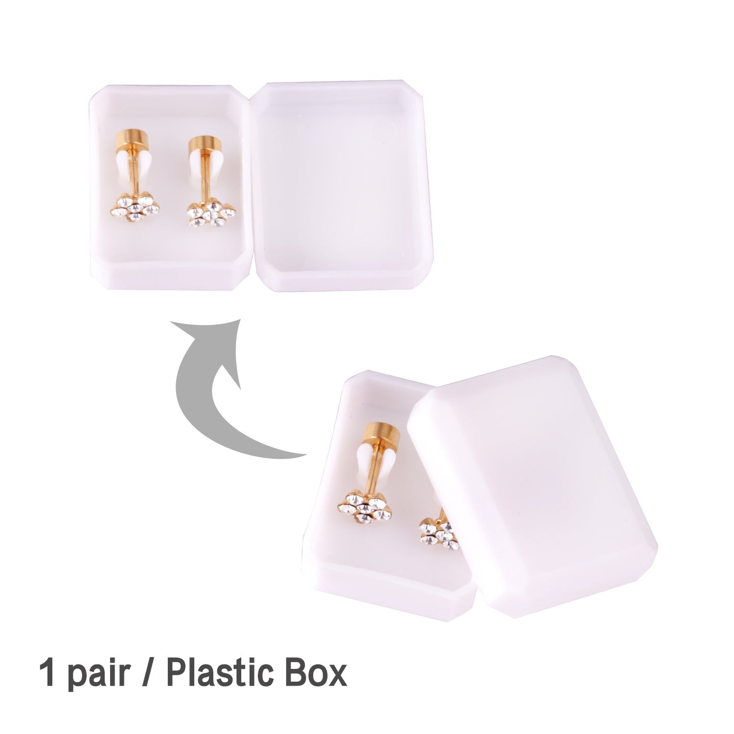 Wholesale Multicolored Gem Adorned Golden Flower Stud Earrings