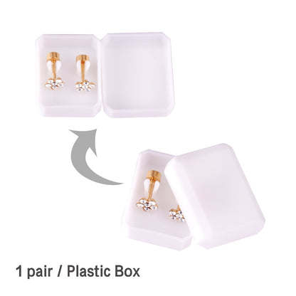Wholesale Multicolored Gem Adorned Golden Flower Stud Earrings