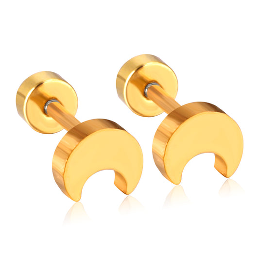 Wholesale Gold Moon Stud Earrings Celestial Mystique