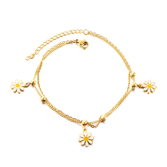 daisy botanical anklet spring