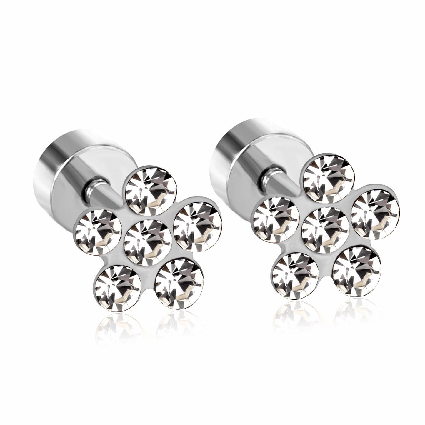 Wholesale Multicolored Gem Adorned Golden Flower Stud Earrings