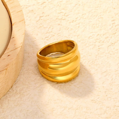 Factory 304L Steel Two-Tone Ring Three-Tier Dome Band for Men Women