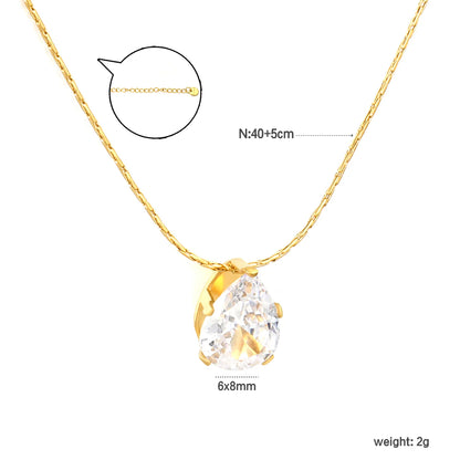 Bulk PVD Gold Minimalist Pear-Cut Zircon Droplet Necklace