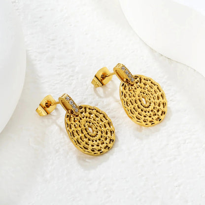 Wholesale Stainless Steel Hammered Disk Earrings | Gold PVD Bulk