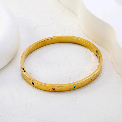 Colorful 304L Stainless Steel Bangle | Waterproof Zircon Jewelry