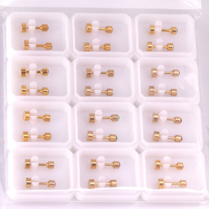 Wholesale Golden Stud Earrings with Multicolored Gemstones