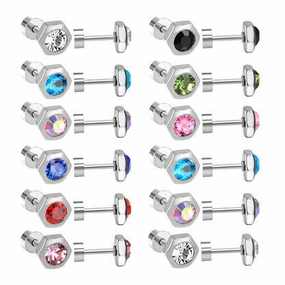 Wholesale Golden Stud Earrings with Various Colored Gemstones