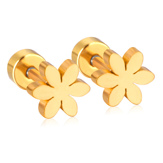 Wholesale Gold Floral Stud Earrings Blossom Romance