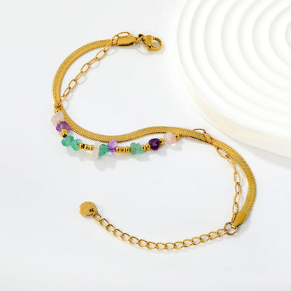 Non-Tarnish 304L Stainless Steel Mixed Crystal Chip Layered Bracelet