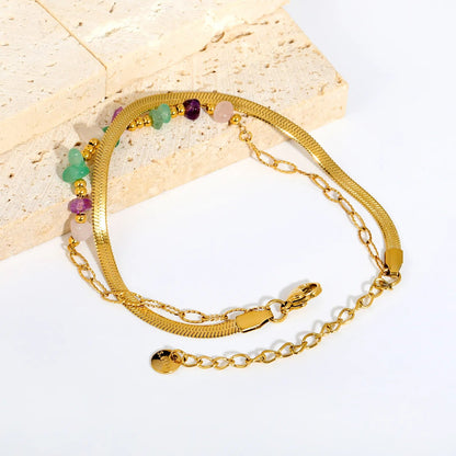 Non-Tarnish 304L Stainless Steel Mixed Crystal Chip Layered Bracelet