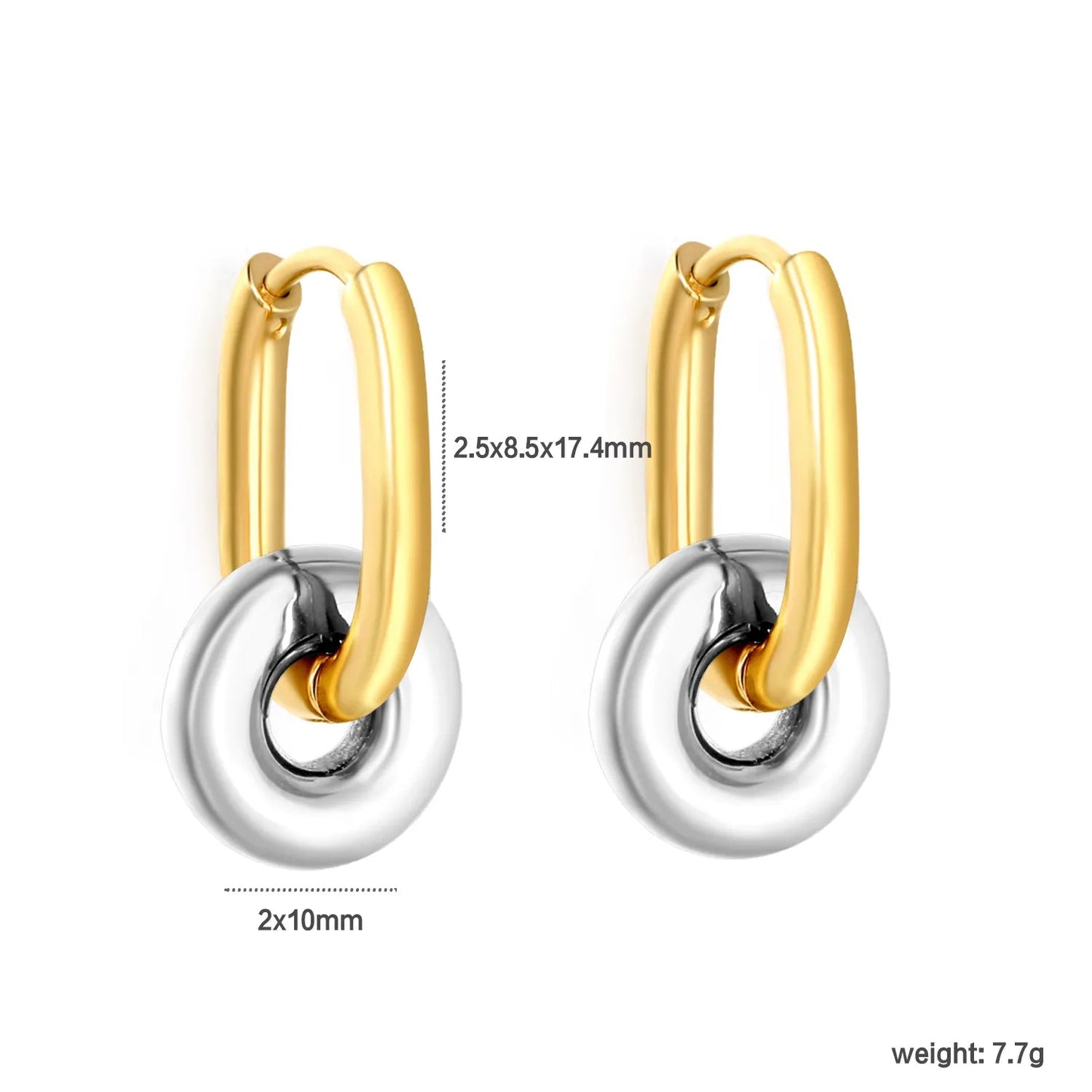 Smart Choice 2-Way Wear Detachable Dual Link Oval Huggies Earrings Everyday Geometric