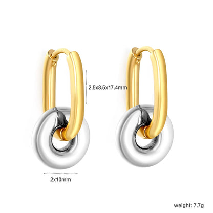Smart Choice 2-Way Wear Detachable Dual Link Oval Huggies Earrings Everyday Geometric