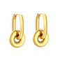 Smart Choice 2-Way Wear Detachable Dual Link Oval Huggies Earrings Everyday Geometric