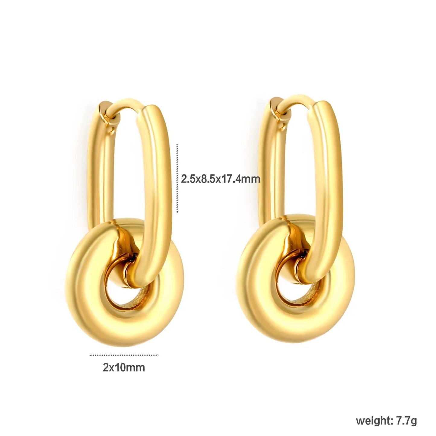 Smart Choice 2-Way Wear Detachable Dual Link Oval Huggies Earrings Everyday Geometric