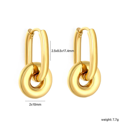 Smart Choice 2-Way Wear Detachable Dual Link Oval Huggies Earrings Everyday Geometric