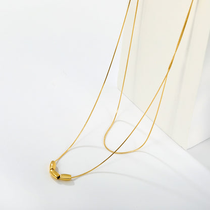 Supplier 304L Stainless Steel Lightweight Layered Snake Chain Bead Jewelry