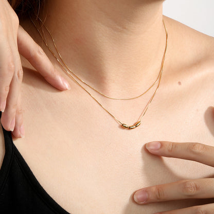 Supplier 304L Stainless Steel Lightweight Layered Snake Chain Bead Jewelry
