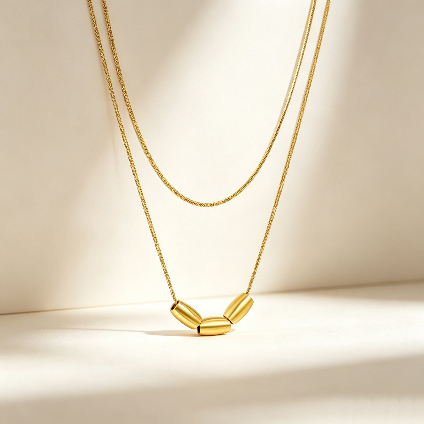 Supplier 304L Stainless Steel Lightweight Layered Snake Chain Bead Jewelry
