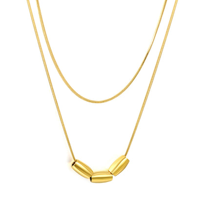 Supplier 304L Stainless Steel Lightweight Layered Snake Chain Bead Jewelry