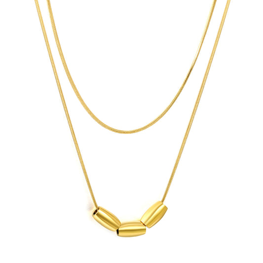 Supplier 304L Stainless Steel Lightweight Layered Snake Chain Bead Jewelry