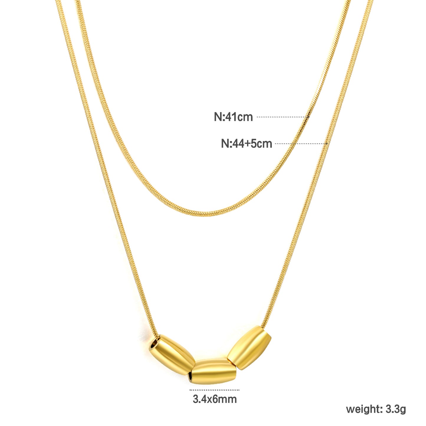 Supplier 304L Stainless Steel Lightweight Layered Snake Chain Bead Jewelry