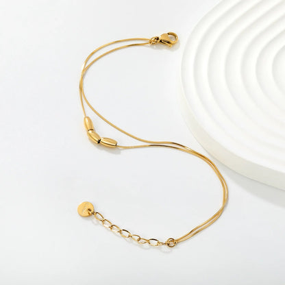 Wholesale Layered Double Snake Chain Matte Rice Bead Bracelet