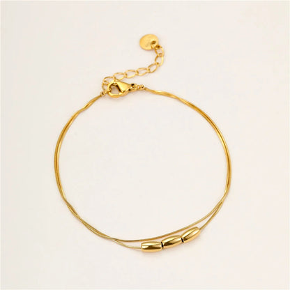 Wholesale Layered Double Snake Chain Matte Rice Bead Bracelet