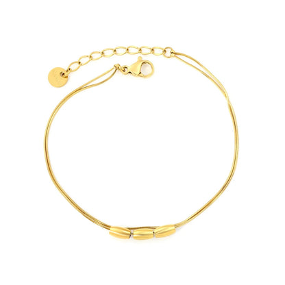 Wholesale Layered Double Snake Chain Matte Rice Bead Bracelet