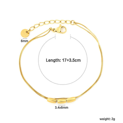 Wholesale Layered Double Snake Chain Matte Rice Bead Bracelet