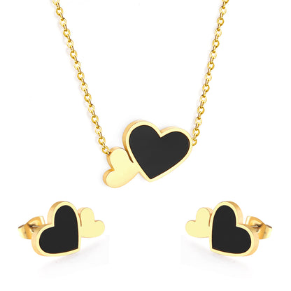 double heart jewelry stainless steel