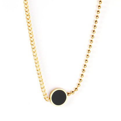 dual-chain-medallion-necklace-black-gold  