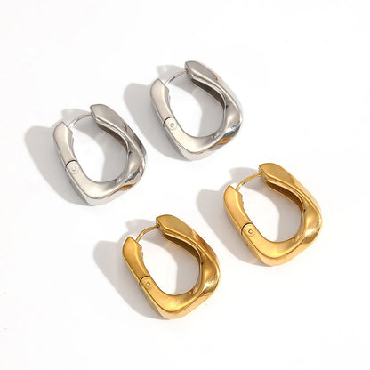 Minimalist Square Domed Huggie Earrings Stainless Steel Tarnish-Free